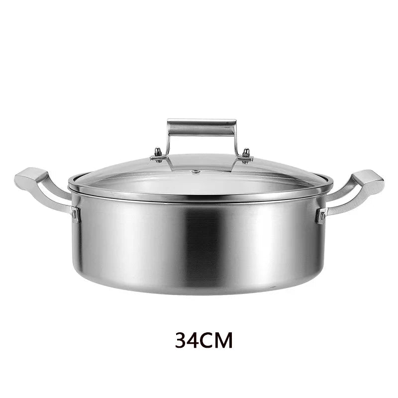 Faitout Inox 304 KEMORELA – 28/34 cm – Tous Feux & Couvercle en acier inoxydable avec couvercle transparent