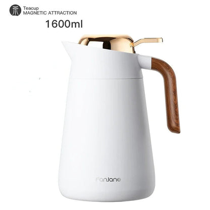 Bouilloire Isotherme Inox 316 – Chaud ou Froid 24h avec un design élégant et poignée en bois