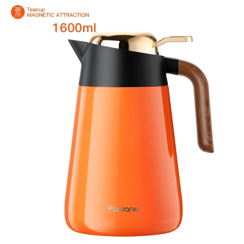 Bouilloire Isotherme Inox 316 – Chaud ou Froid 24h en orange de 1600ml avec un design élégant