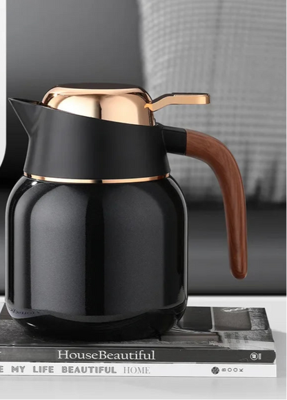 Bouilloire Isotherme Inox 316 – Chaud ou Froid 24h avec un design élégant et un manche en bois