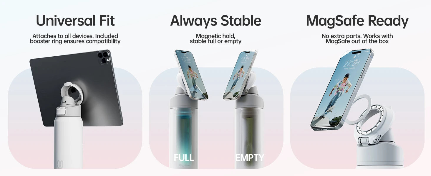 Thermos FEIJIAN 710/950ml –  Inox avec support téléphone. Thermos inox avec support magnétique MagSafe pour smartphone