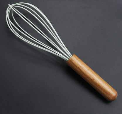 Fouet de Cuisine Ballon en Silicone avec Manche en Bois, idéal pour mélanger et battre des ingrédients