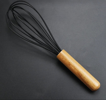 Fouet de Cuisine Ballon en Silicone avec Manche en Bois,  pour mélanger et fouetter les ingrédients