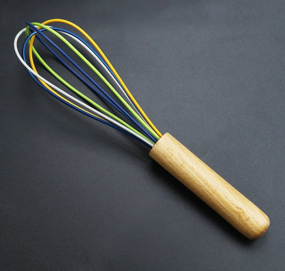 Fouet de Cuisine Ballon en Silicone avec Manche en Bois, idéal pour mélanger et fouetter les ingrédients facilement