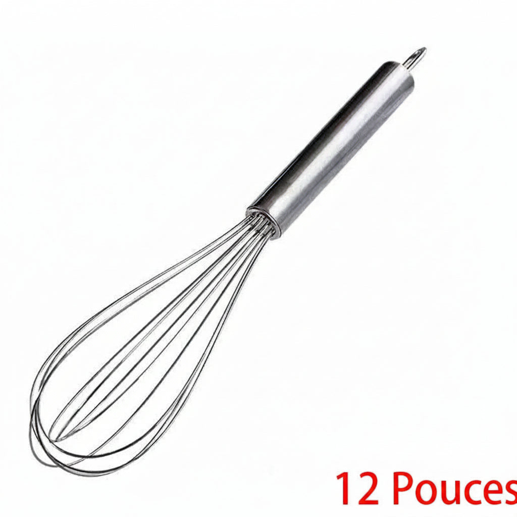 Fouet de Cuisine en Inox Professionnel 8/10/12 pouces – Batteur Résistant pour Pâtisserie et Cuisine Durable