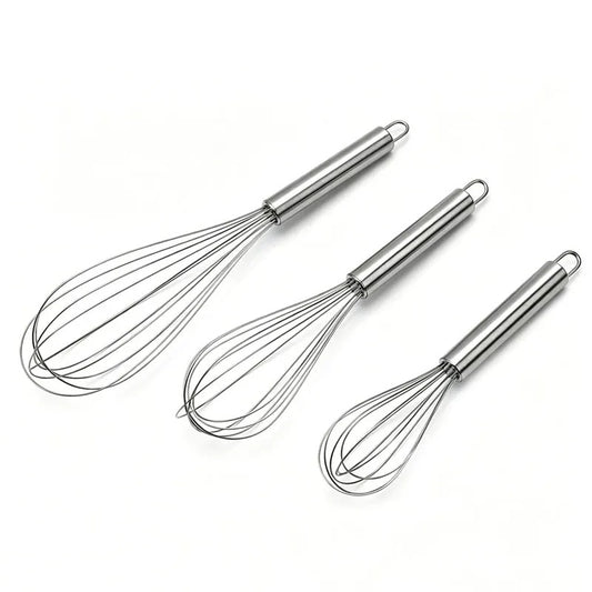 Fouet de Cuisine en Inox Professionnel 8/10/12 pouces – Batteur à Œufs Résistant pour Pâtisserie et Cuisine Durable