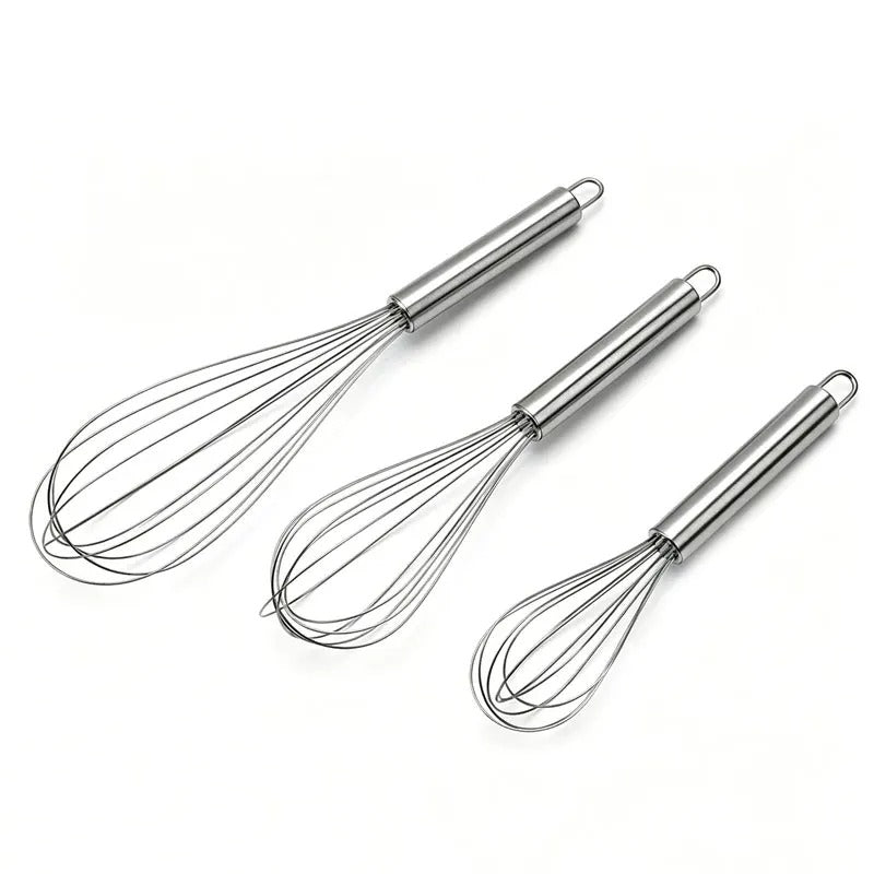 Fouet de Cuisine en Inox Professionnel 8/10/12 pouces – Batteur à Œufs Résistant pour Pâtisserie et Cuisine Durable