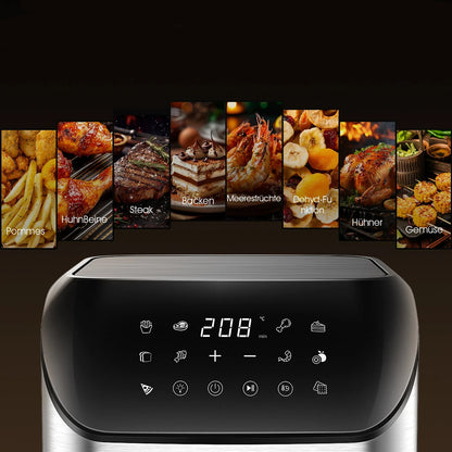 Friteuse à Air OYAJIA 9L avec écran numérique pour cuisson rapide et saine de divers aliments.