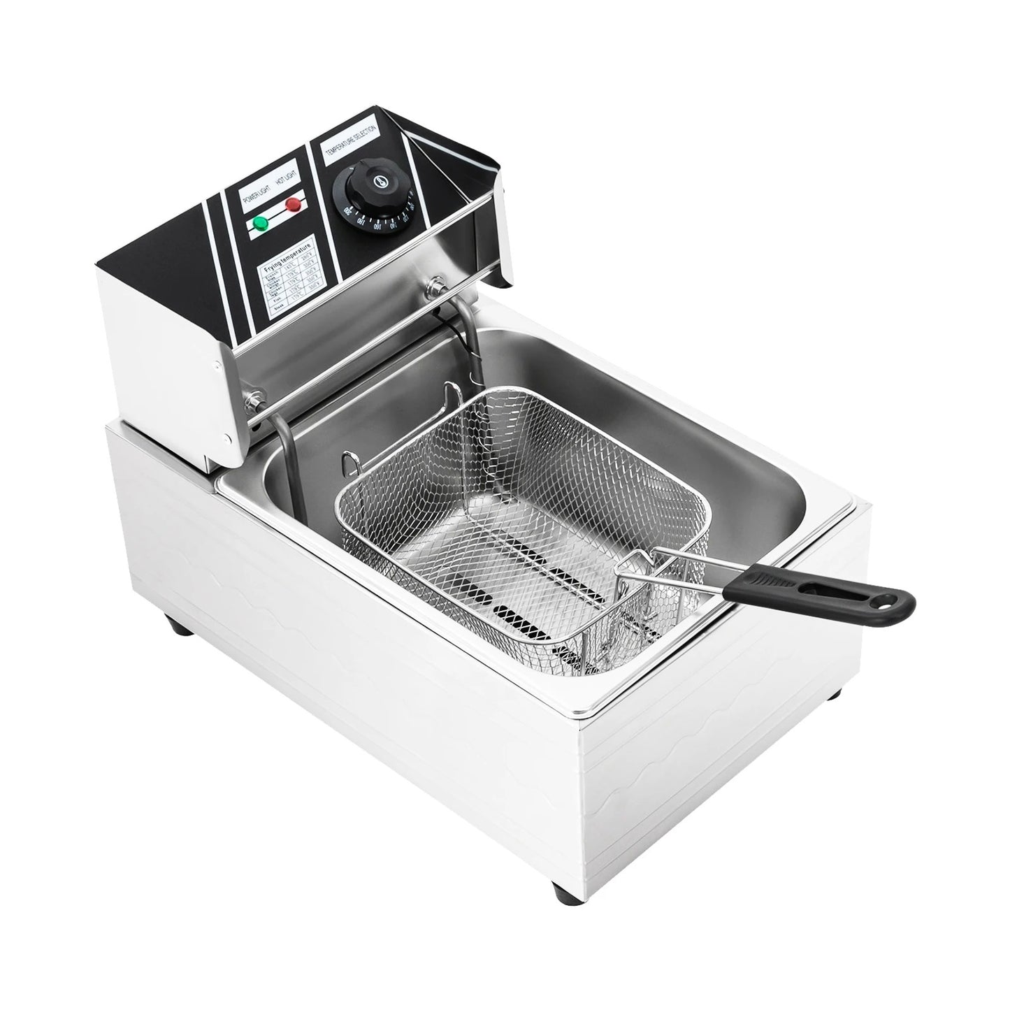 Friteuse électrique inox 6L 2500W avec panier en acier inoxydable pour une friture efficace