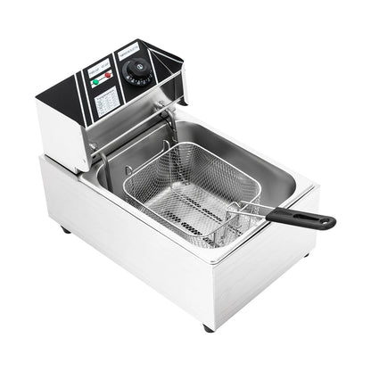 Friteuse électrique inox 6L 2500W avec panier en acier inoxydable pour une friture efficace