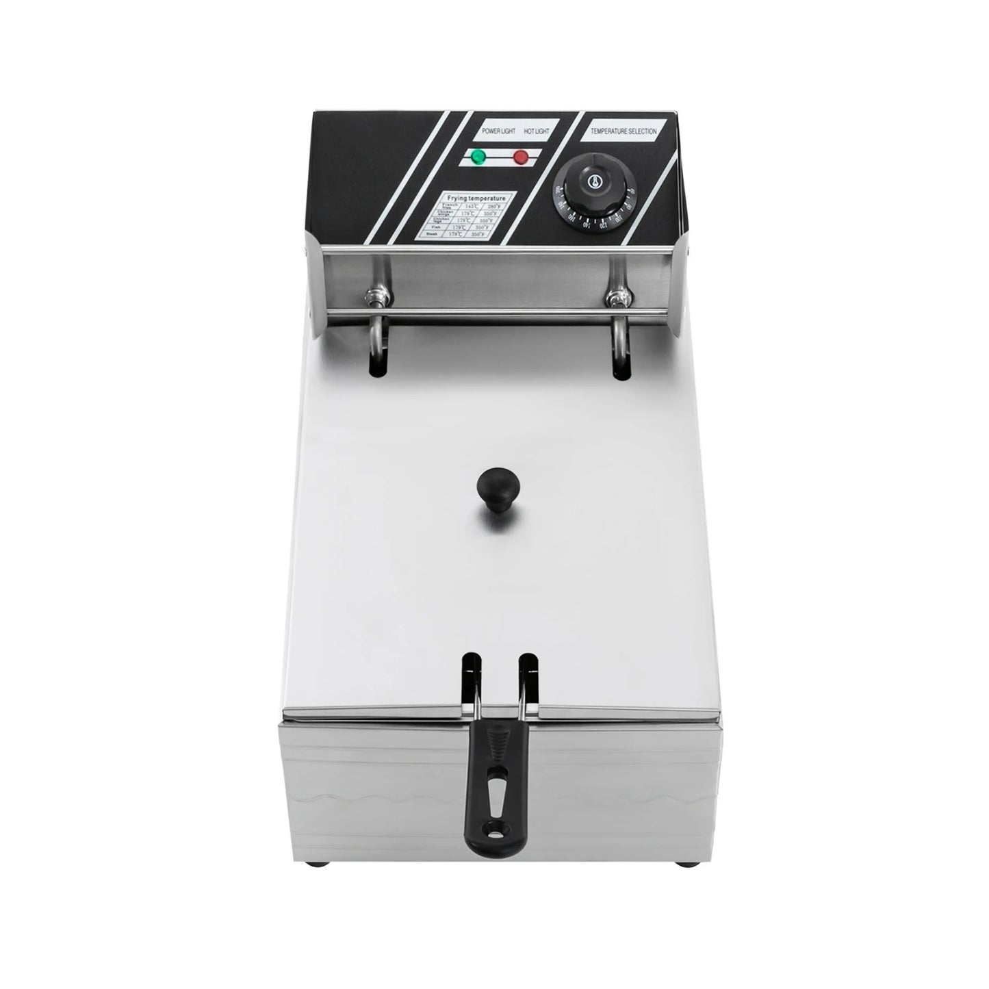Friteuse électrique inox 6L 2500W avec panneau de contrôle et design en acier inoxydable