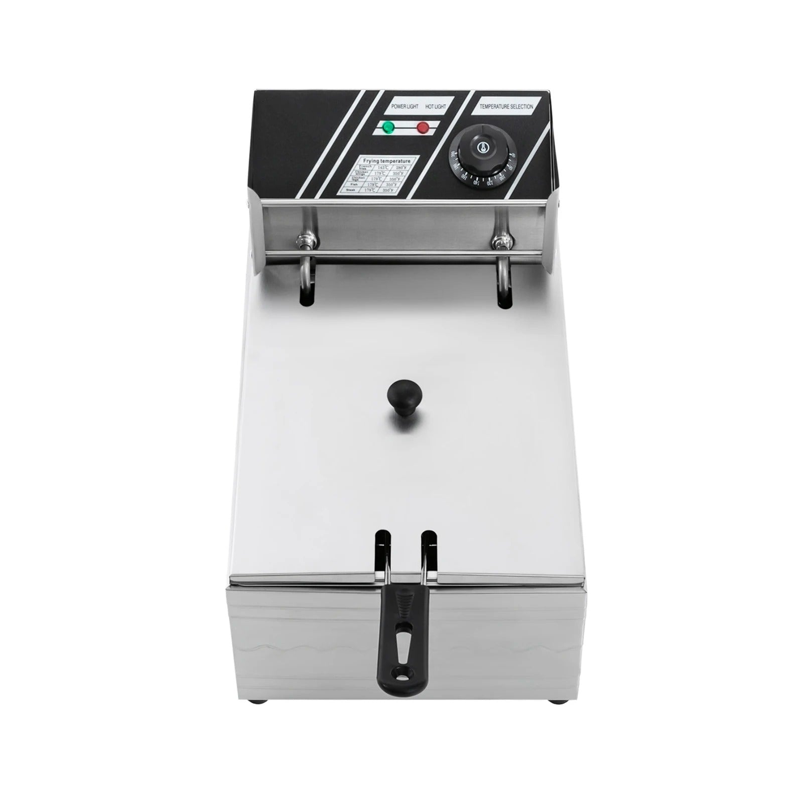 Friteuse électrique inox 6L 2500W avec panneau de contrôle et design en acier inoxydable