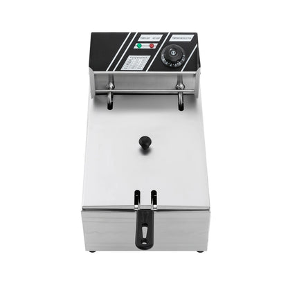 Friteuse électrique inox 6L 2500W avec panneau de contrôle et design en acier inoxydable