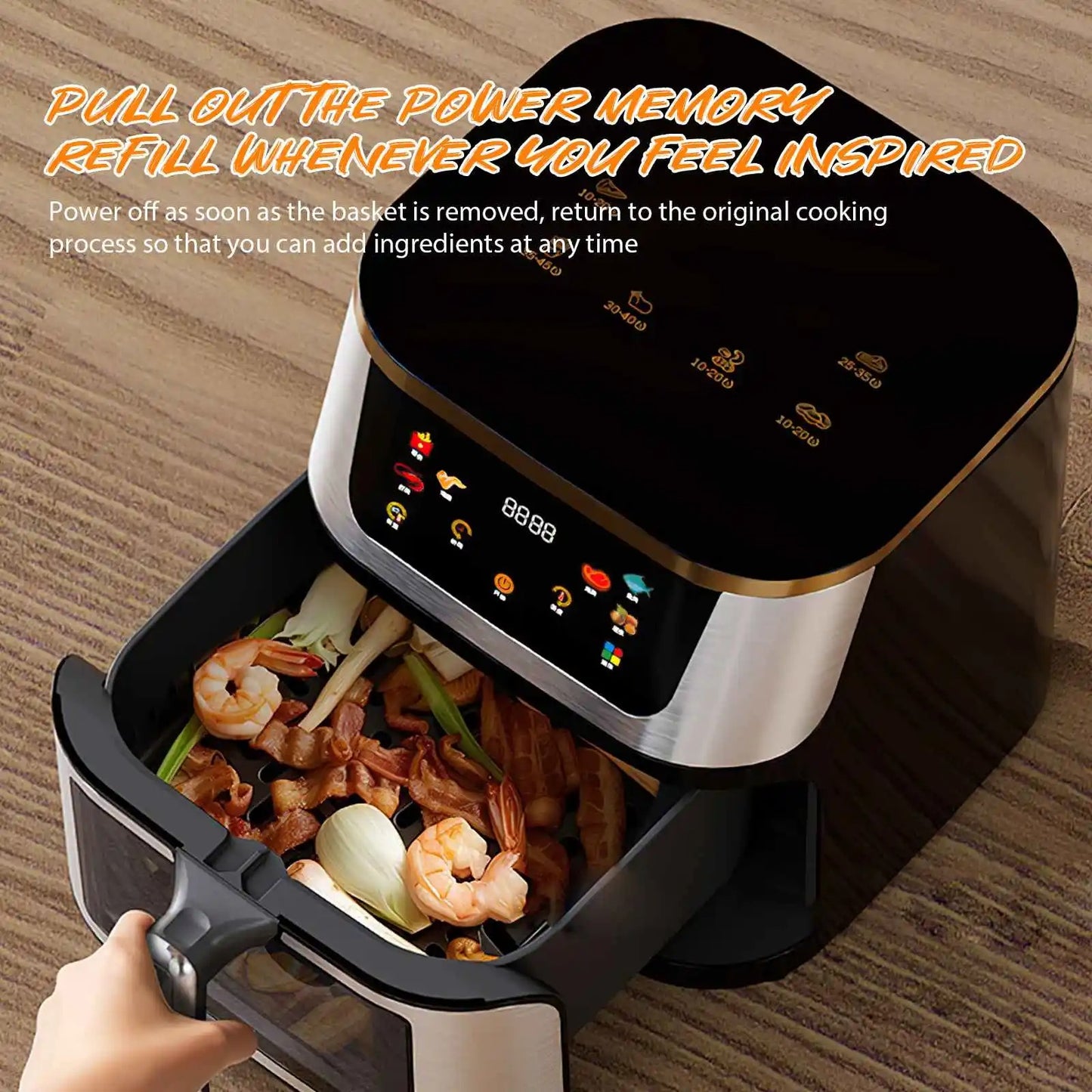 Friteuse sans huile 8L avec écran tactile et paniers pour une cuisine saine et croustillante