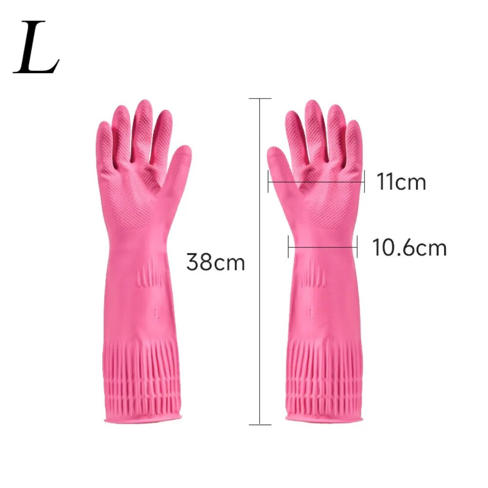 Gants de Vaisselle Longs – Manchette 38 cm en rose, parfaits pour le nettoyage et la protection des bras