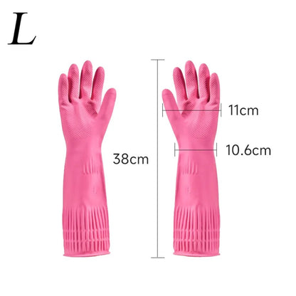 Gants de Vaisselle Longs – Manchette 38 cm en rose, parfaits pour le nettoyage et la protection des bras