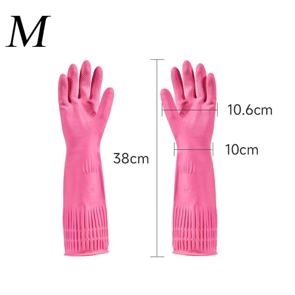 Gants de Vaisselle Longs – Manchette 38 cm en silicone rose avec une surface texturée pour un meilleur grip