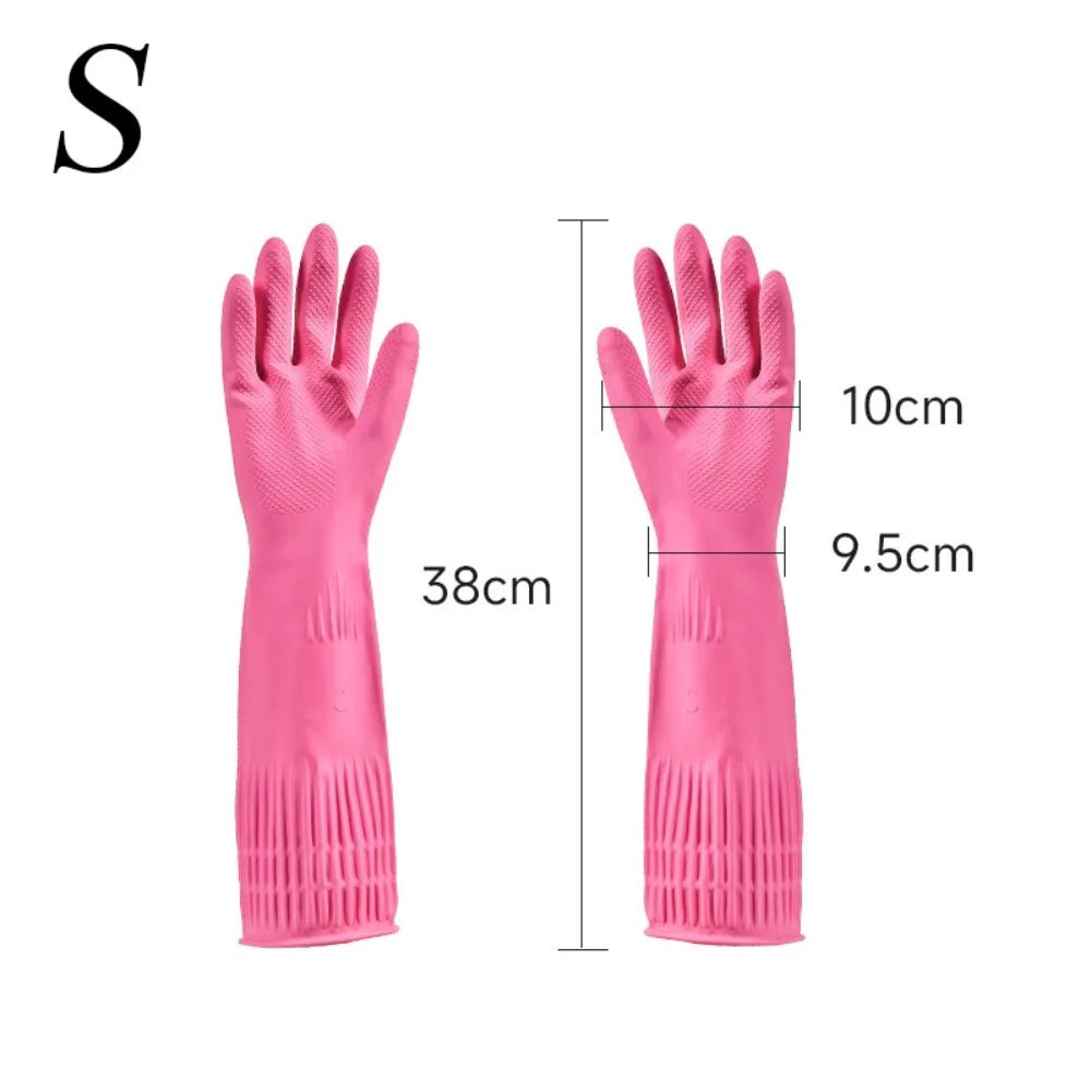 Gants de Vaisselle Longs – Manchette 38 cm en rose avec texture antidérapante pour un meilleur grip