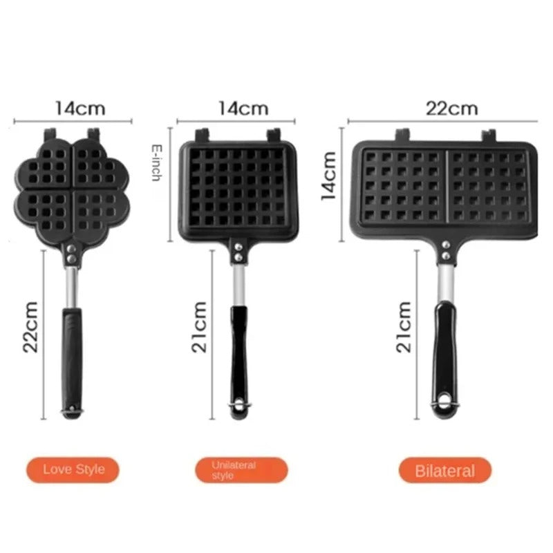 Gaufrier manuel antiadhésif Moule à gaufres maison gaz avec trois styles différents et poignées ergonomiques