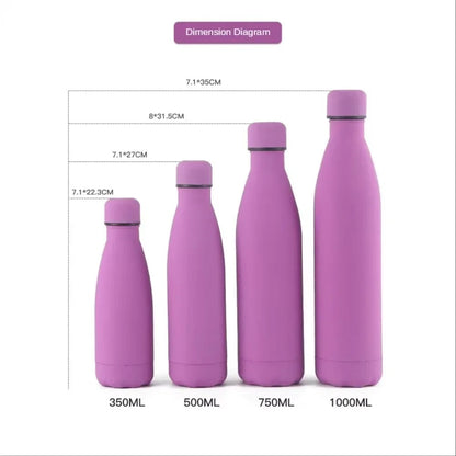 Gourde Isotherme Inox 304 en violet avec différentes tailles de 350ML à 1000ML