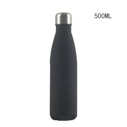 Gourde Isotherme Inox 304 de 500ML en noir, idéale pour garder les boissons chaudes ou froides.