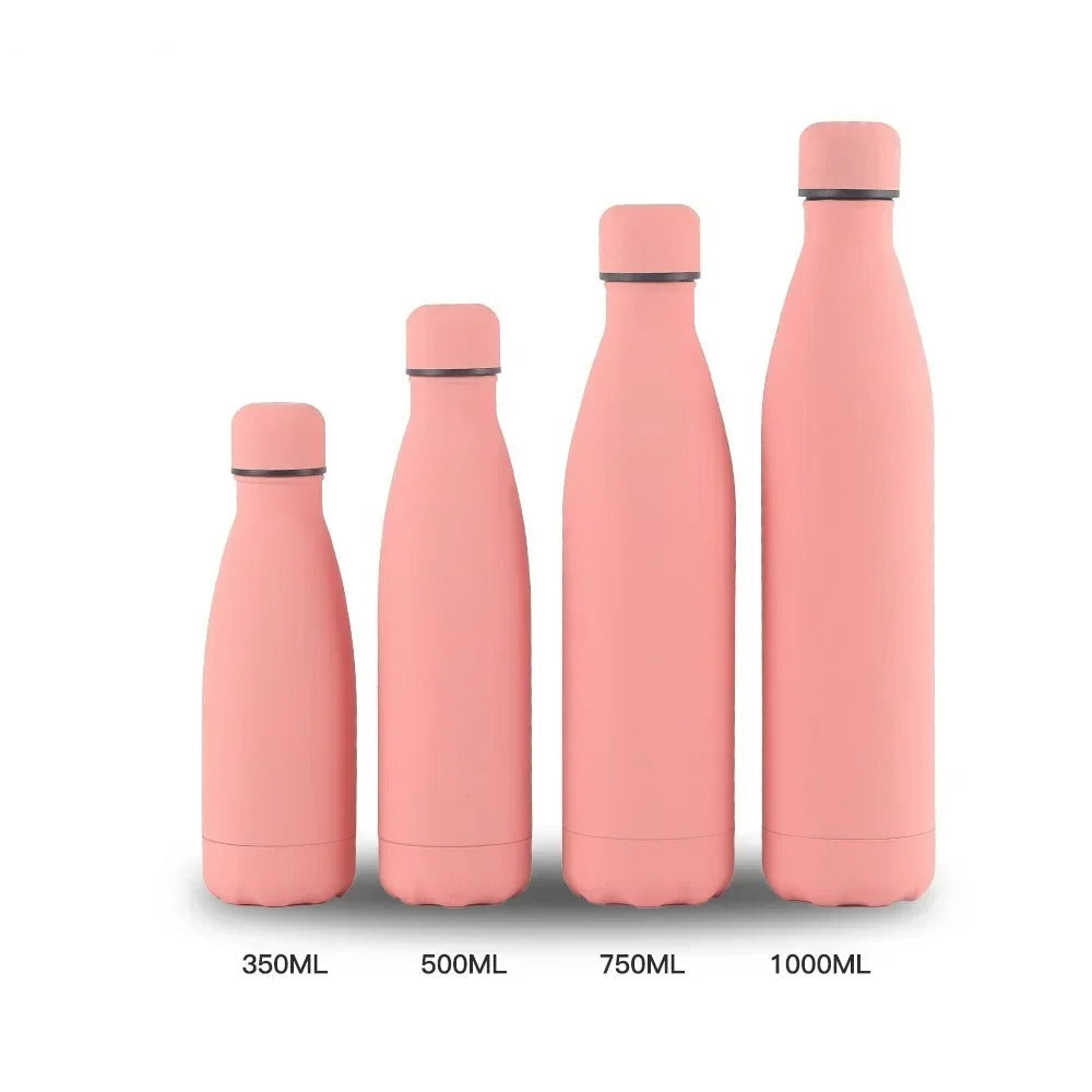 Gourde Isotherme Inox 304 en différentes tailles de 350ML à 1000ML en coloris rose