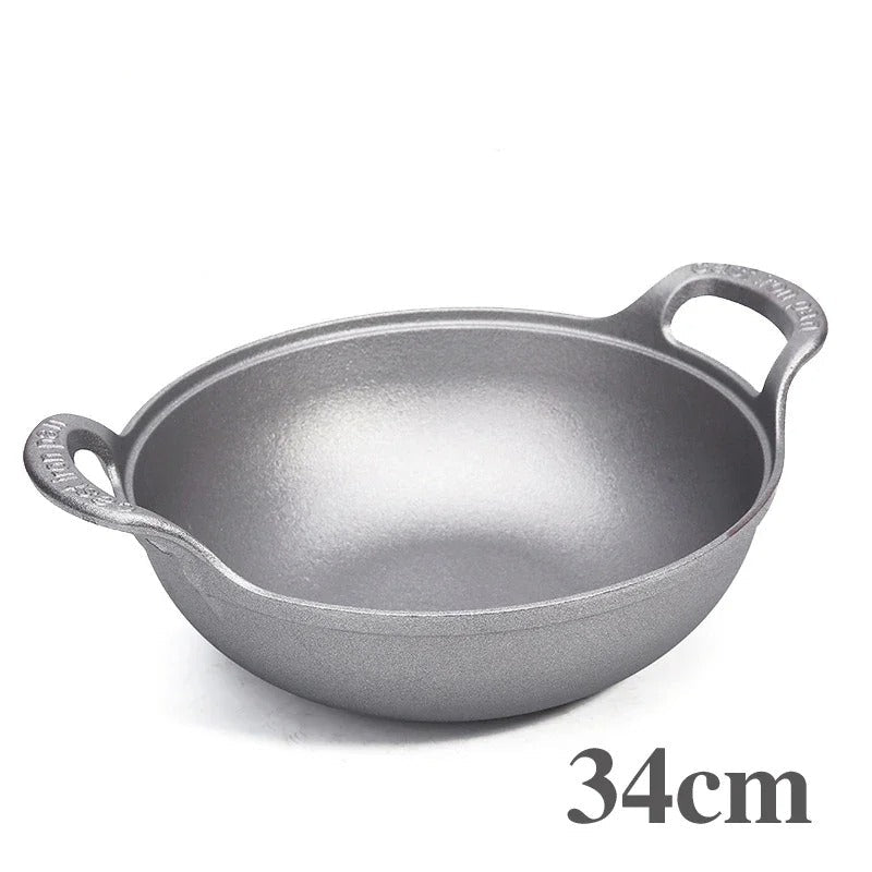 Grand Faitout en Fonte 34 cm Sans Revêtement – Tous Feux avec poignées pour une cuisine polyvalente.