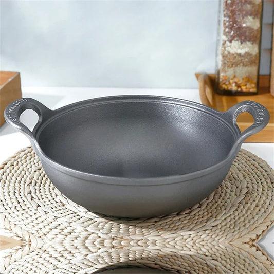 Grand Faitout en Fonte 34 cm Sans Revêtement – Tous Feux, idéal pour la cuisson uniforme des plats