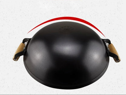 Grand Wok en Fonte 32 ou 36 cm Compatible Gaz et Induction avec poignées ergonomiques pour la cuisson savoureuse