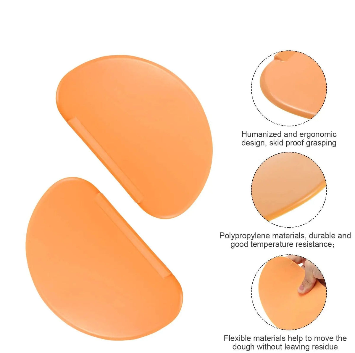 Grattoir à Pâte Flexible en plastique orange, idéal pour bols et préparations sans résidus