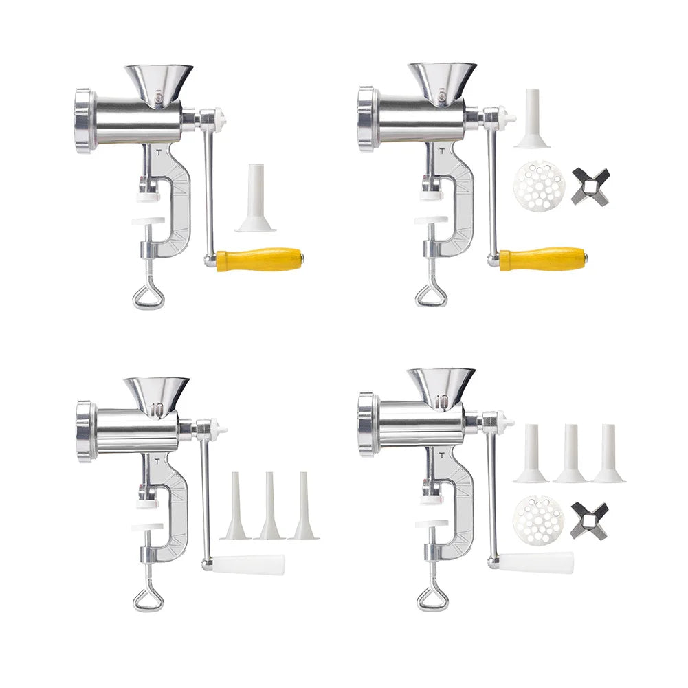 Hachoir à Viande Manuel Multifonction – Compact & Pratique avec accessoires et poignée en bois