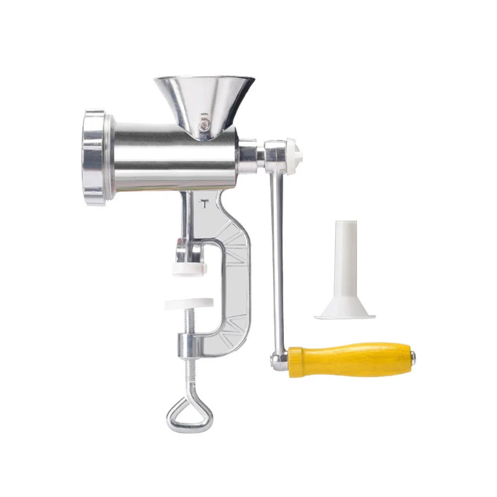 Hachoir à Viande Manuel Multifonction – Compact & Pratique en acier inoxydable avec poignée jaune