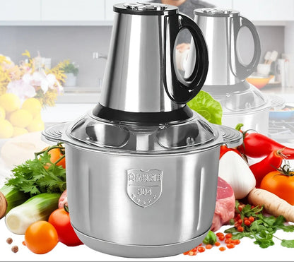 Hachoir Électrique 5L 500W Viande & Légumes en acier inoxydable avec des légumes frais en arrière-plan