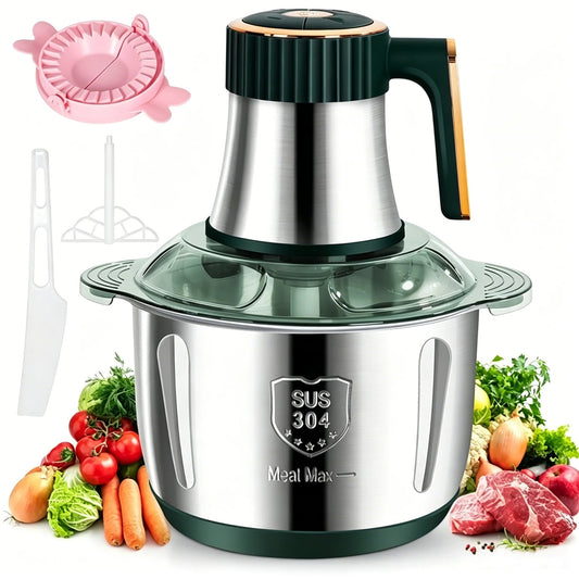 Hachoir Électrique 5 L Inox 304 – 500W, 6 Lames & 5 Vitesses avec accessoires pour la cuisine