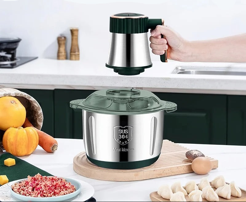 Hachoir Électrique 5 L Inox 304 – 500W, 6 Lames & 5 Vitesses, idéal pour hacher rapidement des aliments.