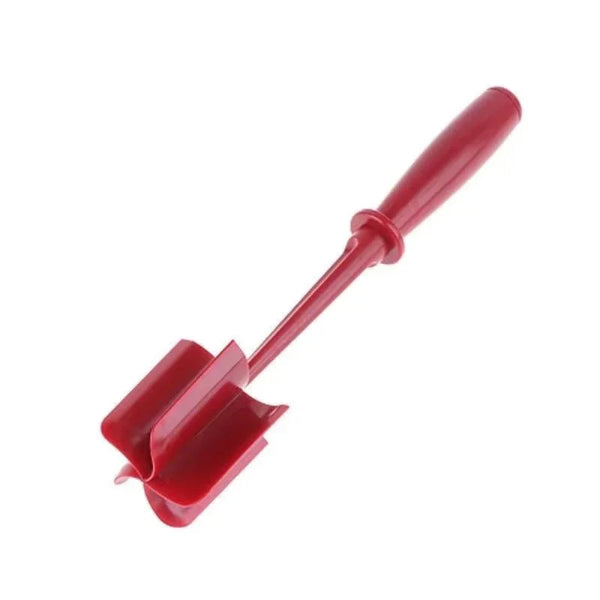 Hachoir Manuel 4-en-1 – Écrase, Mélange, Hache, Prépare avec manche rouge ergonomique