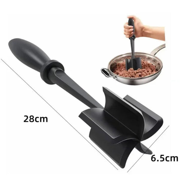 Hachoir Manuel 4-en-1 – Écrase, Mélange, Hache, Prépare avec manche ergonomique noir pour cuisine