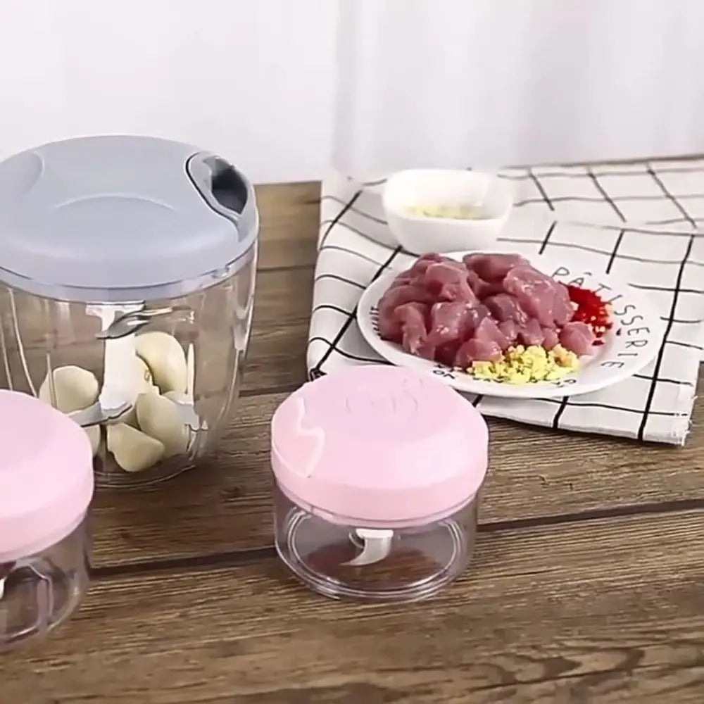 Hachoir Manuel pour Purée Bébé et Préparation Rapide des Repas Maison avec trois récipients en plastique