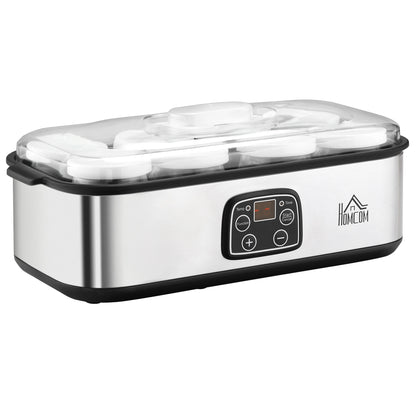 Yaourtière 8 pots en verre  préparez facilement vos yaourts maison avec cet appareil en inox moderne.