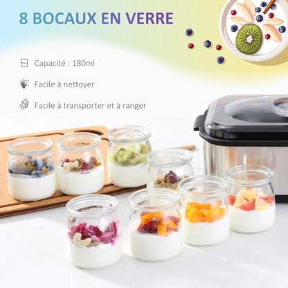 Yaourtière 8 pots en verre préparez facilement vos yaourts maison avec des ingrédients frais et variés.