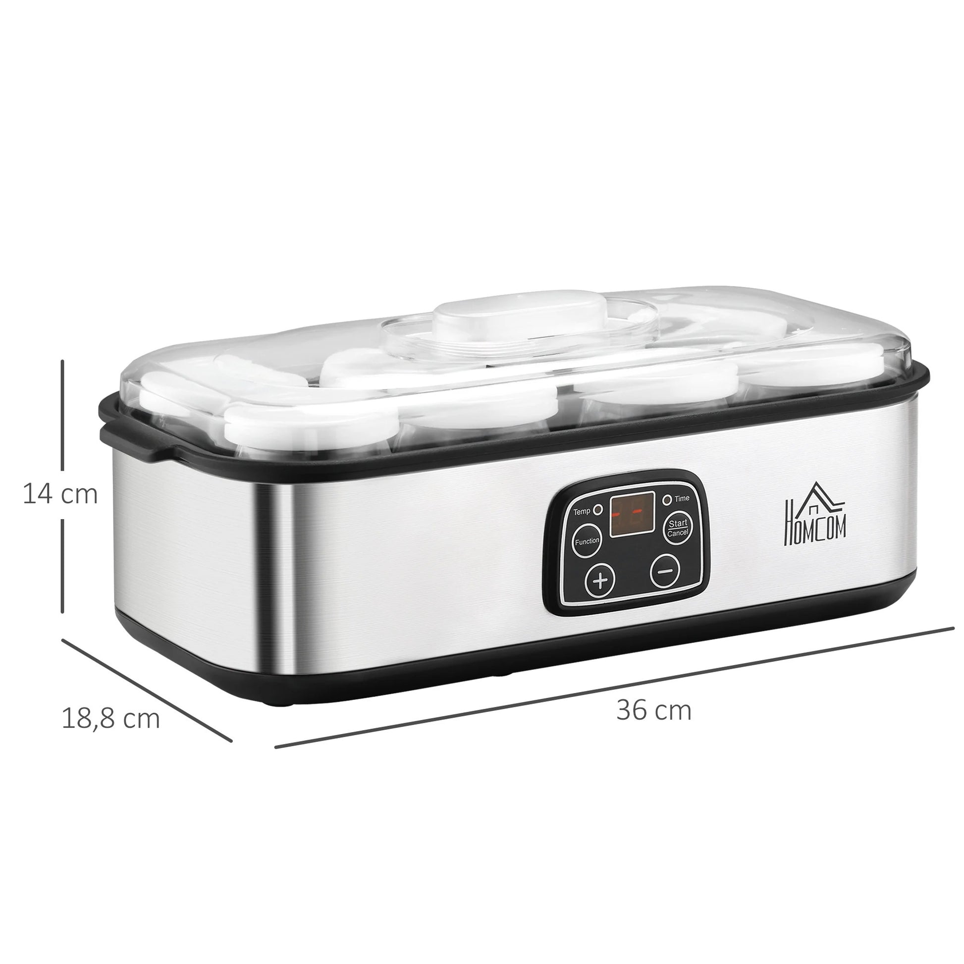 Yaourtière 8 pots en verre pour préparer facilement vos yaourts maison avec design compact en inox