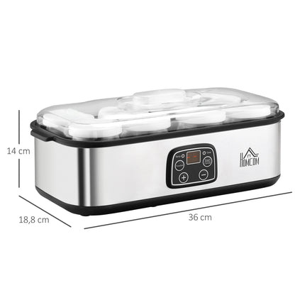Yaourtière 8 pots en verre pour préparer facilement vos yaourts maison avec design compact en inox