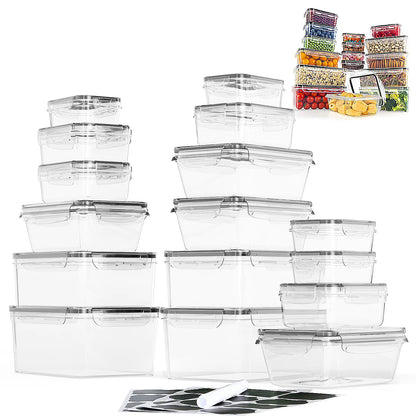 Set transparent empilable pour conservation des aliments Boîtes Hermétiques HUTHIM – Lot de 16 Sans BPA.