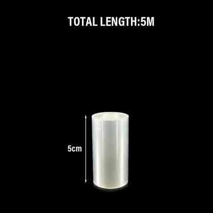 Rouleau clair de Film Transparent Pâtisserie – Cake Collar Réutilisable 5 m total et hauteur 5 cm sur fond noir