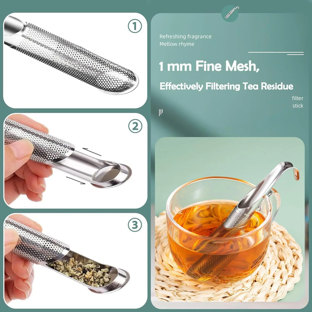 Infuseur à thé en inox pour thé en vrac – Lot de 2 avec maille fine de 1 mm pour filtrer efficacement le résidu de thé