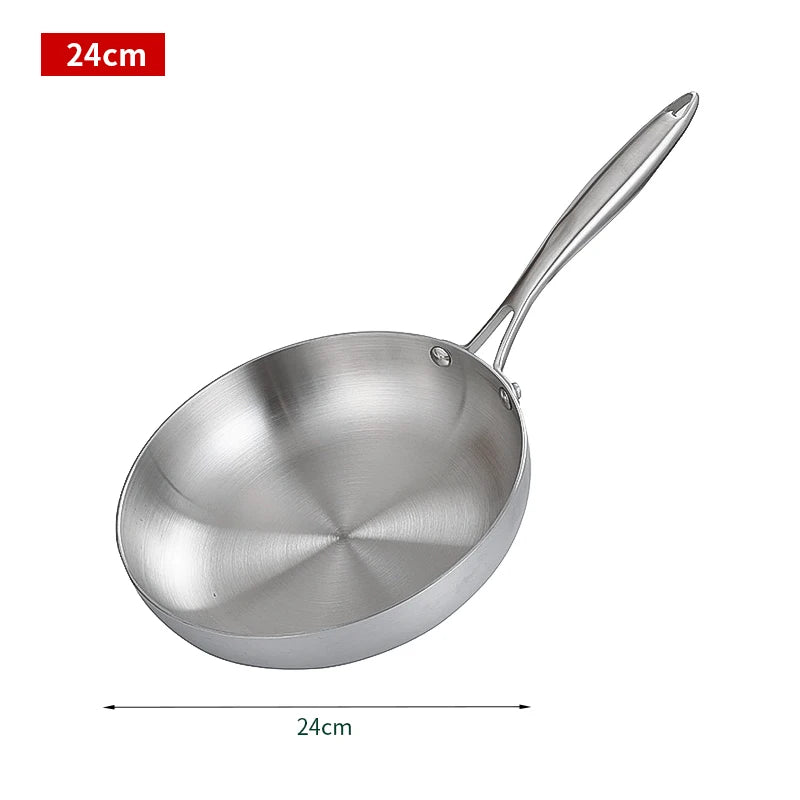 Wok Inox Antiadhésif 22-28 cm – Tous Feux et Polyvalent avec un design en acier inoxydable et un diamètre de 24 cm