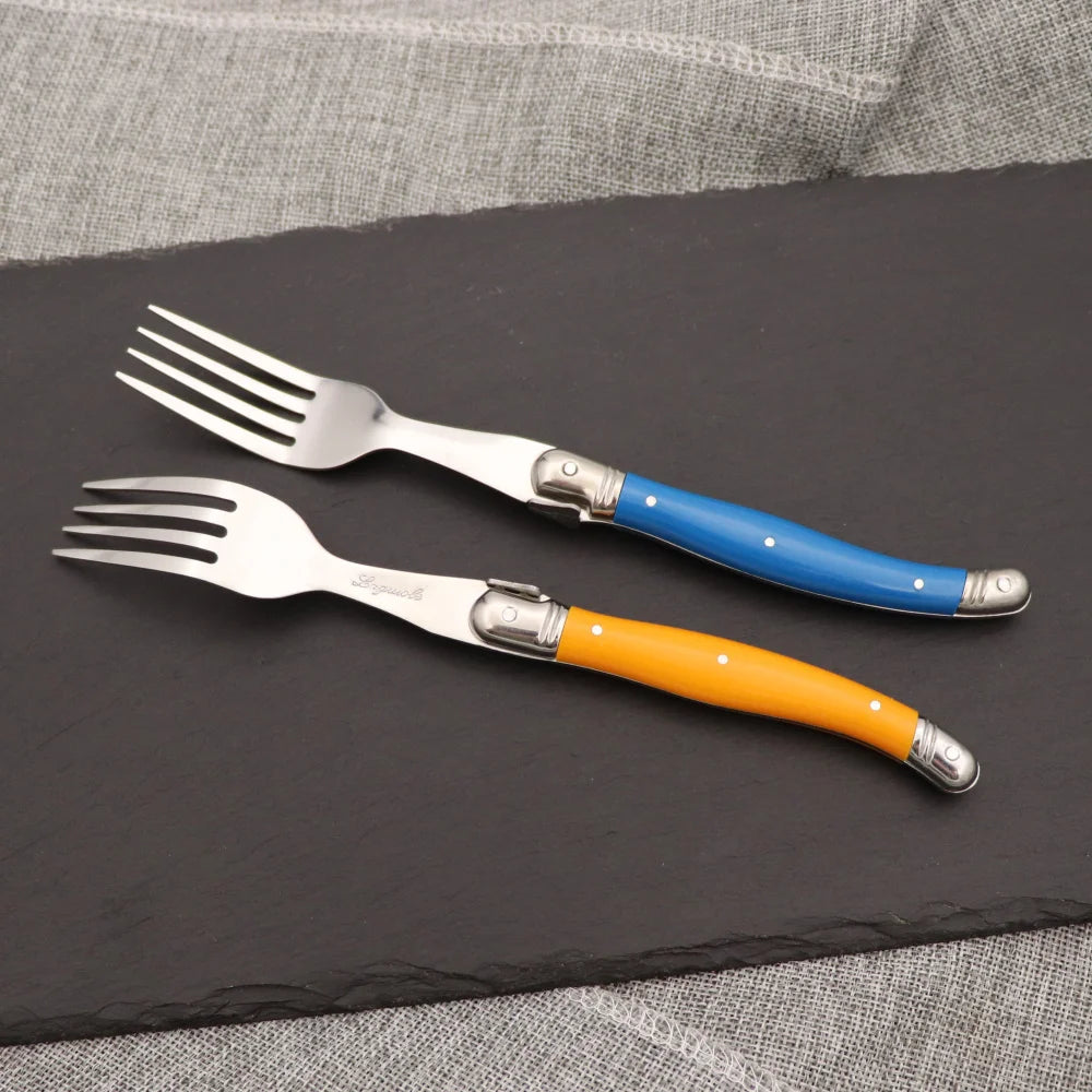 Fourchettes Jaswehome 6 Pièces avec poignées colorées en bleu et orange pour un service élégant