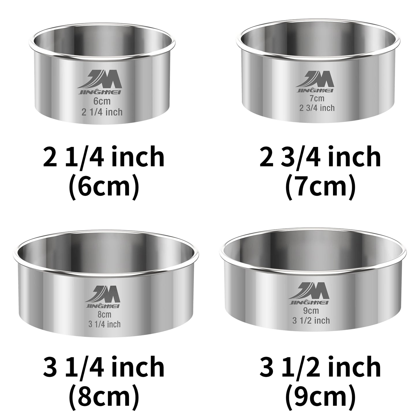 Set Emporte-Pièces Inox Ronds et Carrés avec quatre tailles différentes de 6 à 9 cm