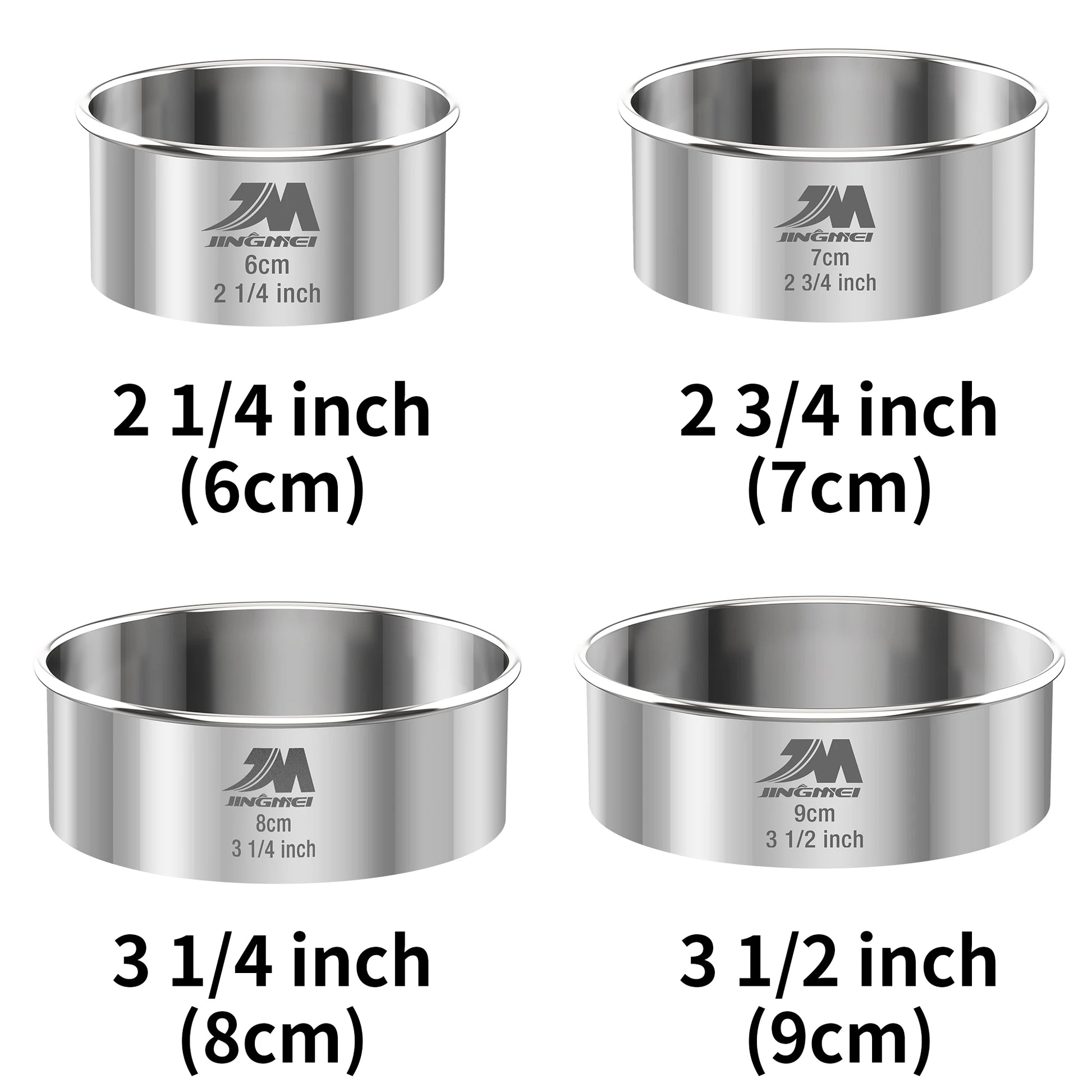 Set Emporte-Pièces Inox Ronds et Carrés avec quatre tailles différentes de 6 à 9 cm