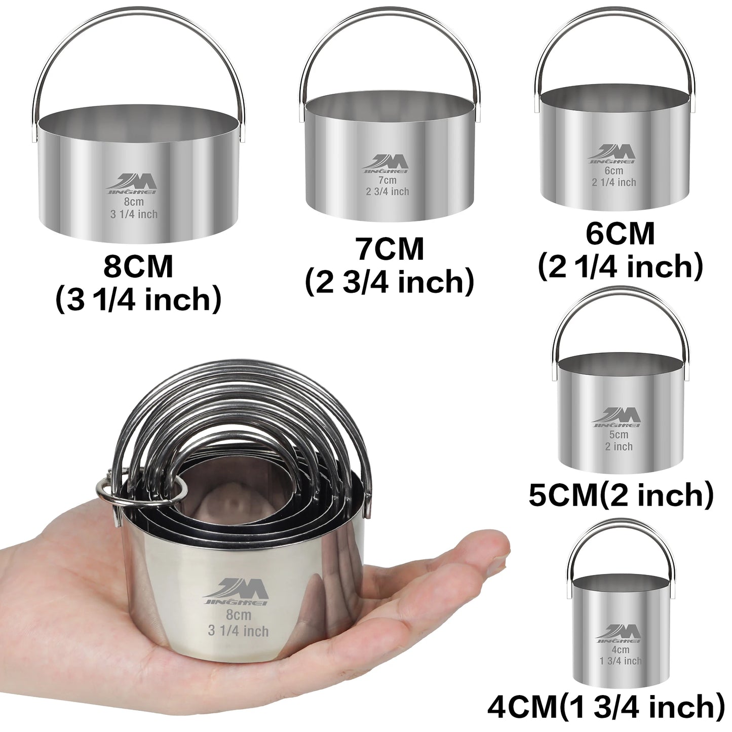 Set Emporte-Pièces Inox Ronds et Carrés de différentes tailles avec poignée, ustensile de chef
